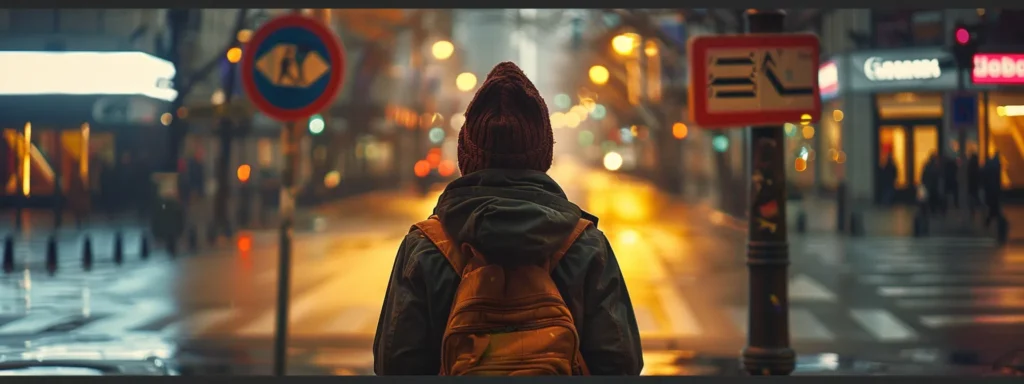 a person confidently standing at a crossroads with clear road signs pointing towards different destinations.