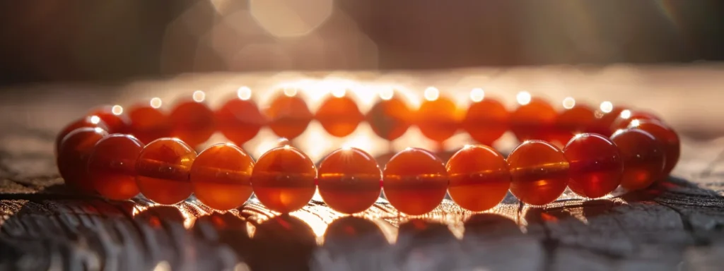 a stunning carnelian bracelet gleaming under the sunlight, showcasing its natural beauty and elegance.