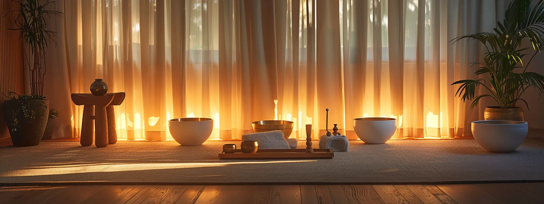 create a serene home sanctuary filled with singing bowls and tuning forks, surrounding yourself with peaceful vibrations to enhance emotional and spiritual balance.